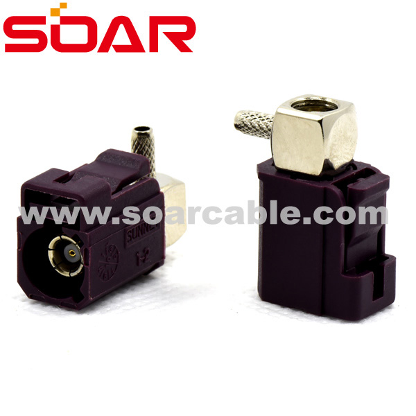 Code D FAKRA SMB Right Angle Jack Crimp (6603NTGXXD1)