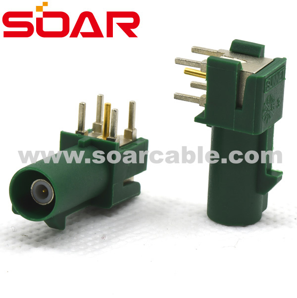 Code E  FAKRA SMB Right Angle Plug PCB Ｍount (6606NTGOOE2)